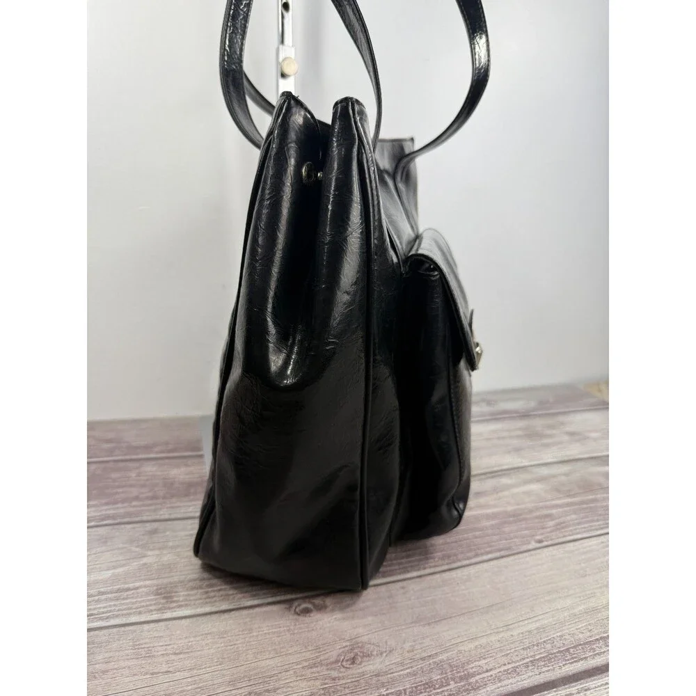 Vintage Black Leather Franchi‎ Handbag Shoulder bag